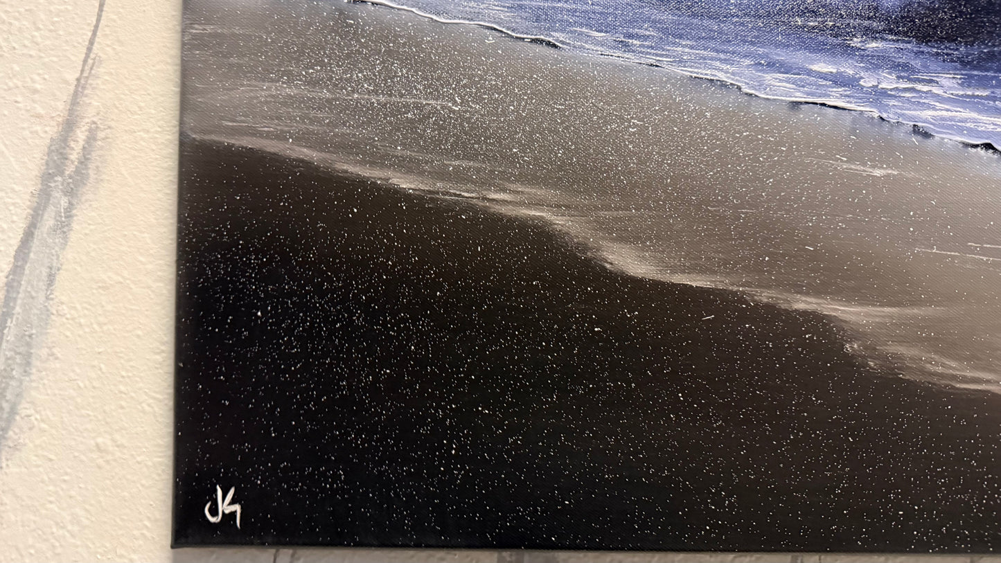 Painting #2177 - 22x28" Canvas - "WHISPERS OF THE TEMPEST SHORE" Seascape painted 12-8-25