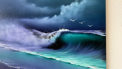 Painting #2119 - 18x24" Canvas - Crashing Wave Seascape painted 10-25-25