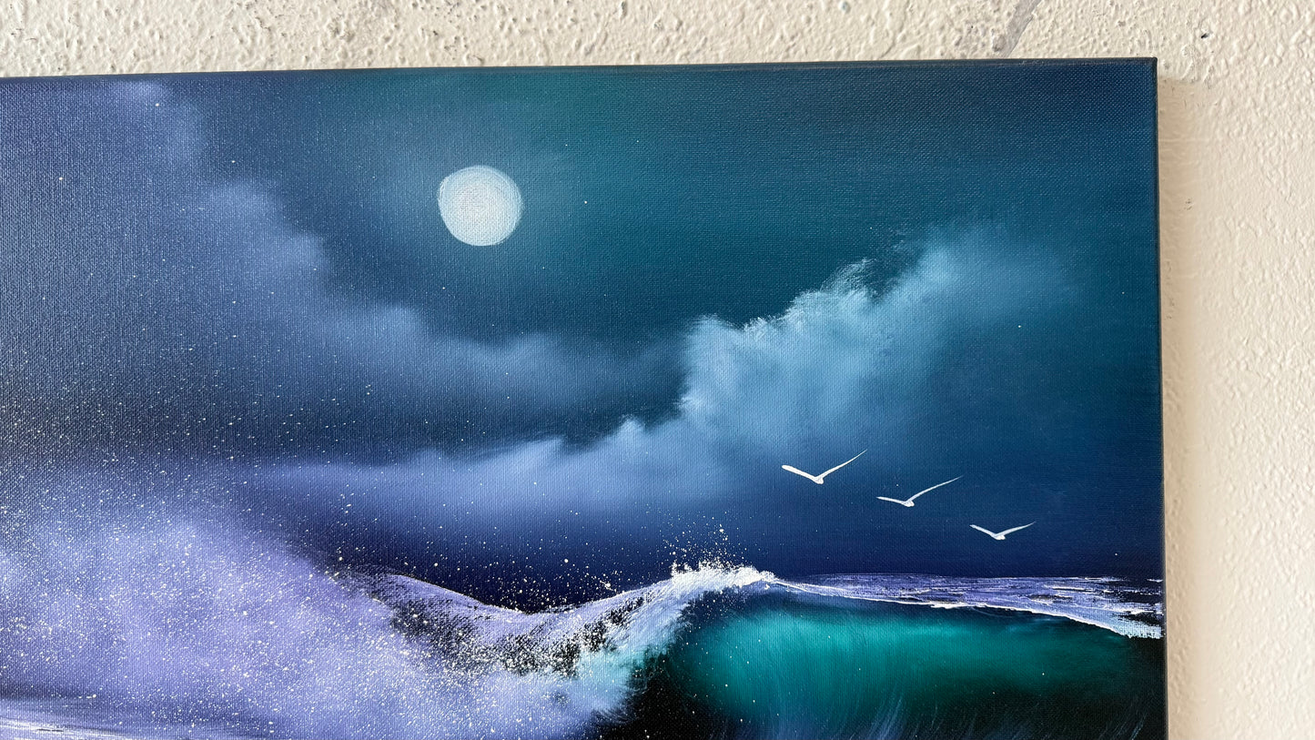 Painting #2119 - 18x24" Canvas - Crashing Wave Seascape painted 10-25-25