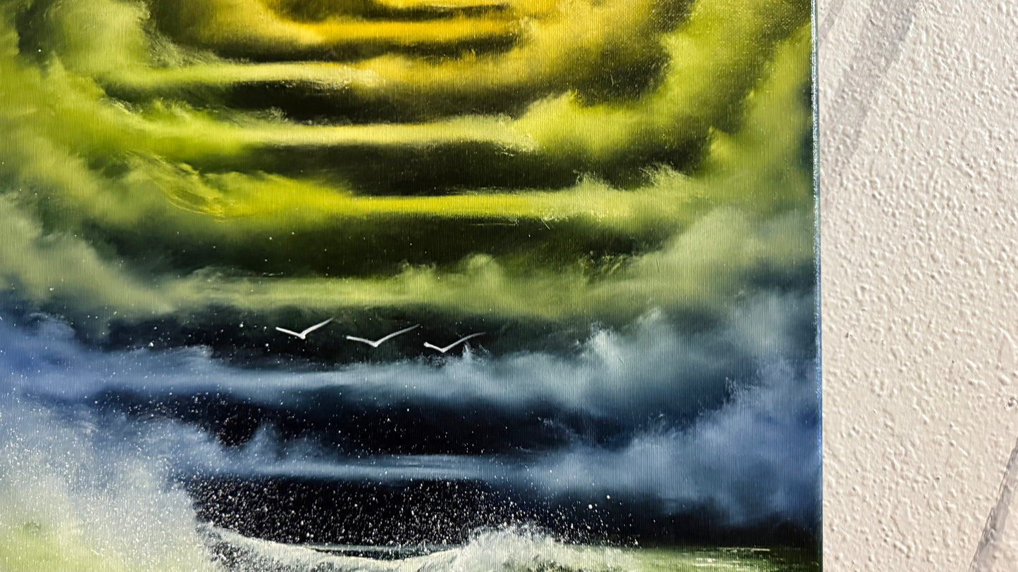 Painting #2296 - 16x20" Canvas - Stairway to Heaven Seascape painted 2-20-26