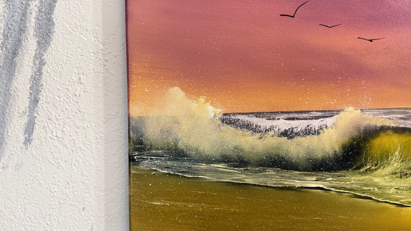 Painting #2294 - 16x20" Canvas - Sunset Seascape painted 2-20-26