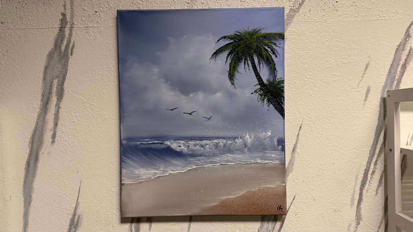 Painting #2186 - 16x20" Canvas - Day Time Seascape painted 12-13-25