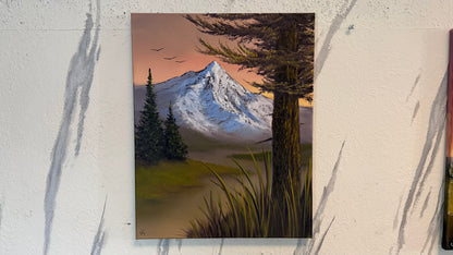 Painting #2354 - 16x20" Canvas - Mountains River Landscape painted 3-24-26
