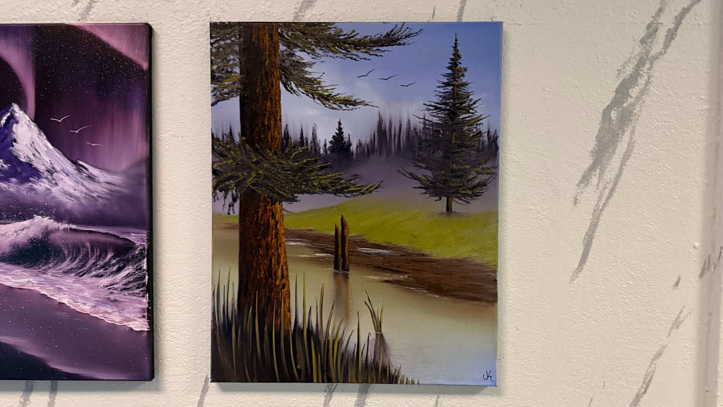 Painting #2383 - Forest River Landscape painted 4-11-26