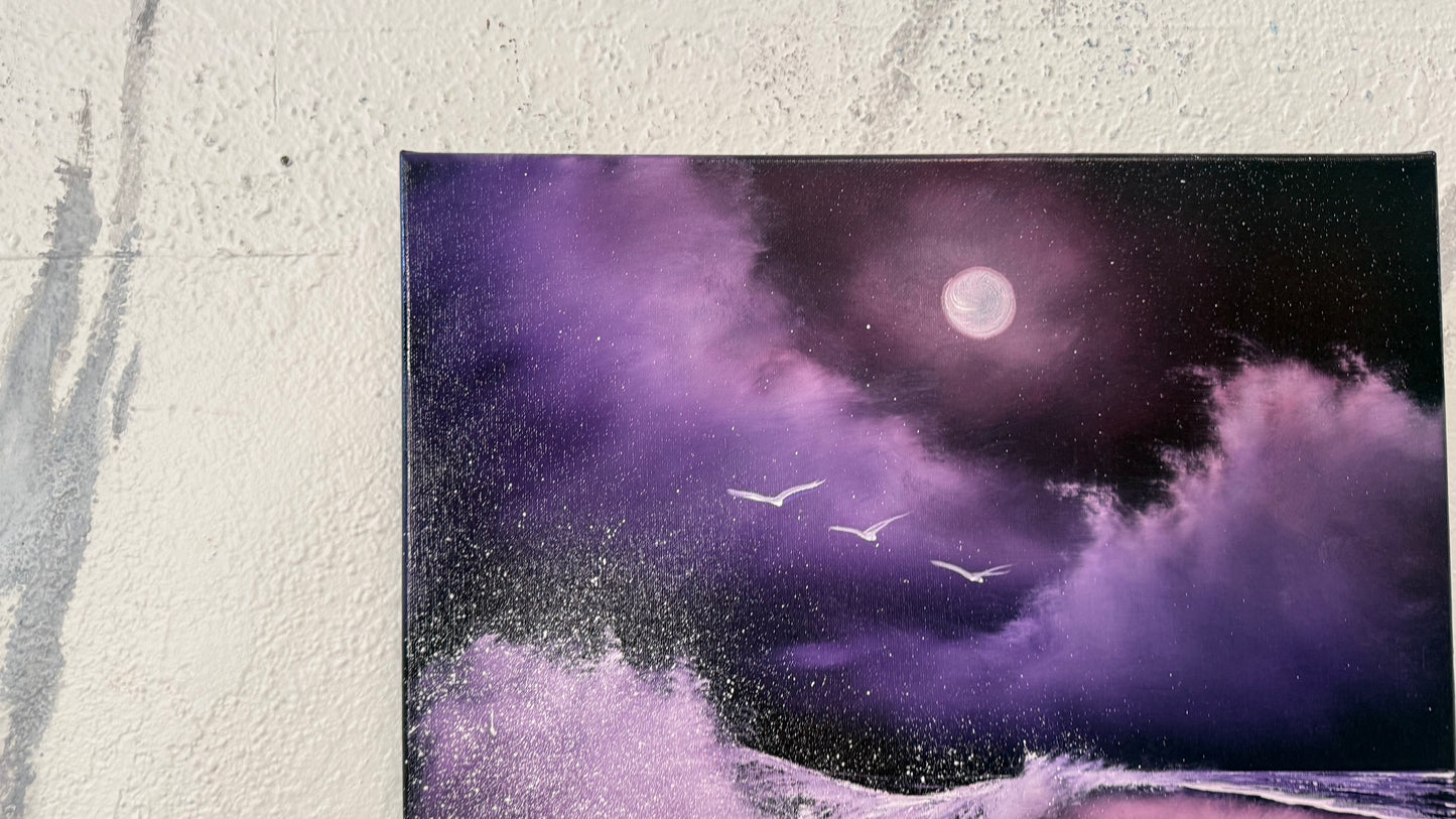 Painting #2154 - 16x20" Canvas - Purple Pinky Seascape painted 11-20-25