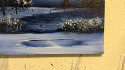 Painting #2103 - 16x20" Canvas - Winter Farm Landscape painted 10-14-25