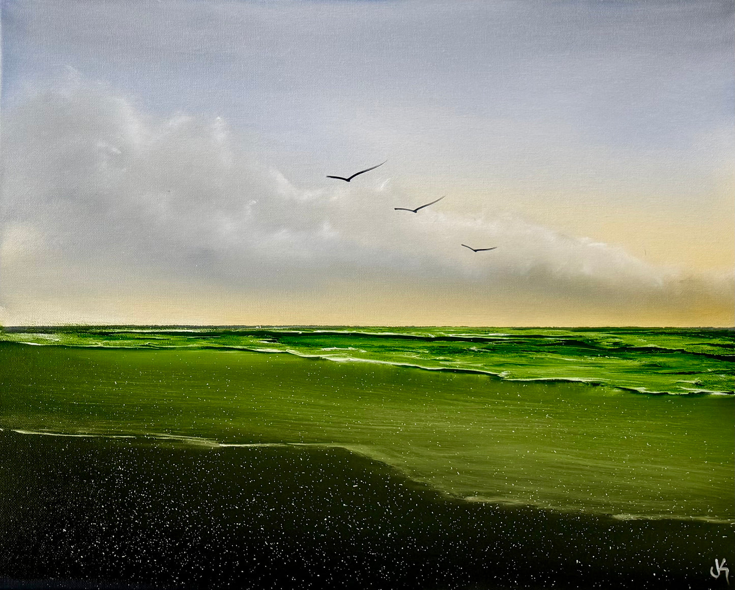 Painting #2472 - 16x20" Canvas - Sunrise Seascape painted 6-1-26