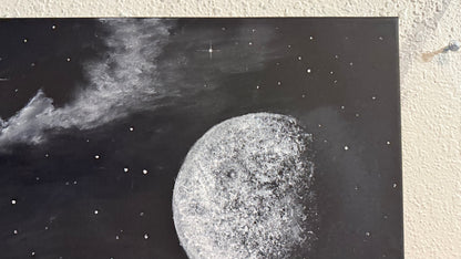 Painting #2248 - 16x20" Canvas - Black and White Galactic Seascape painted 1-20-26