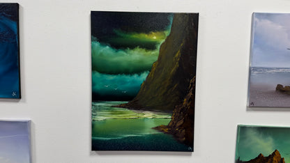 Painting #2581 - 18x24" Canvas - Night Tropical Seascape painted 9-4-26