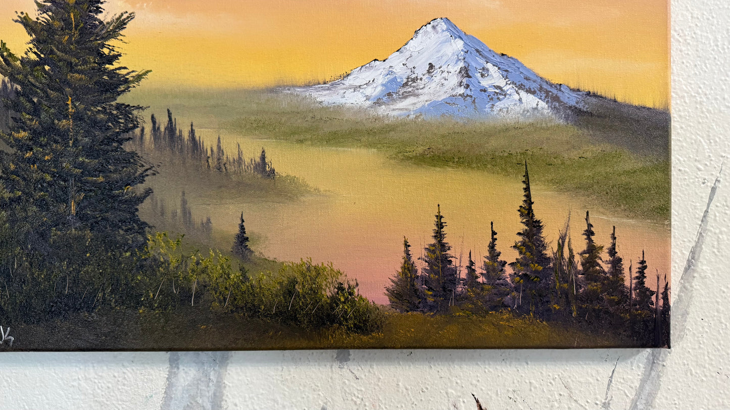 Painting #2399 - 16x20" Canvas - Mt Hood Columbia River Landscape painted 4-19-26