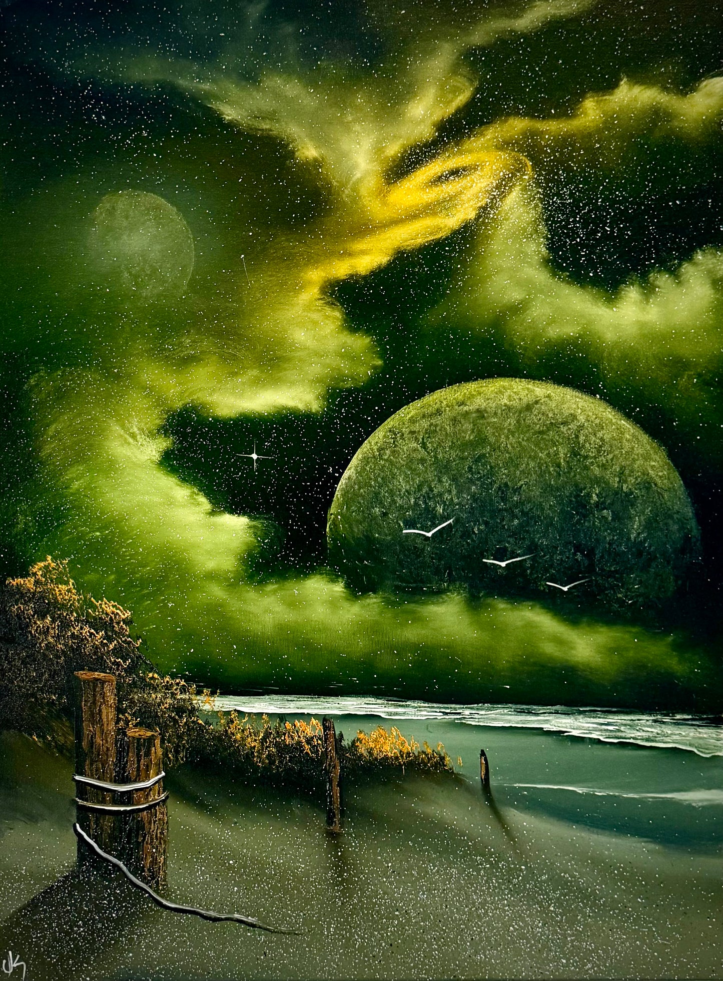 Painting #2464 - 18x24" Canvas - Space Seascape painted 5-28-26