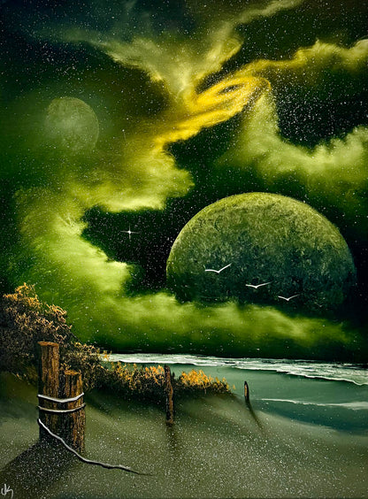 Painting #2464 - 18x24" Canvas - Space Seascape painted 5-28-26