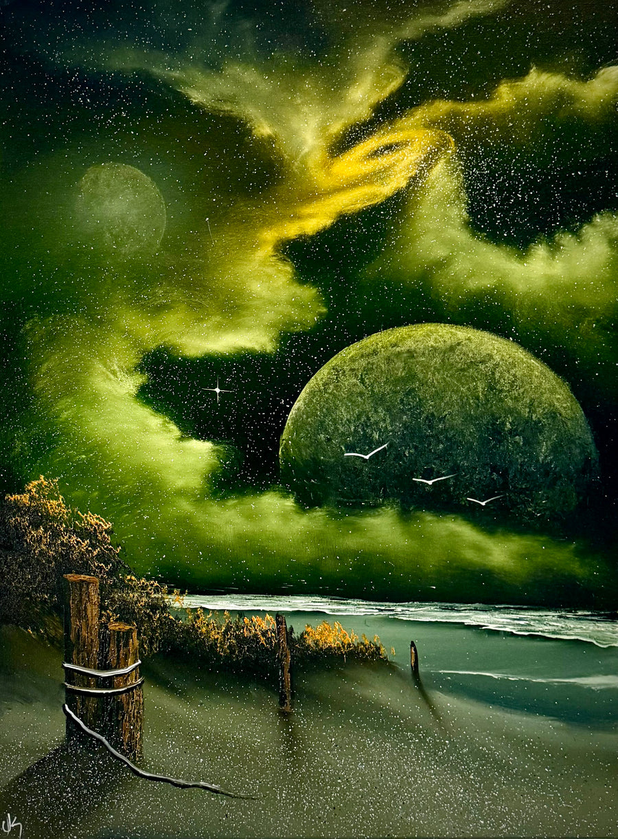 Painting #2464 - 18x24" Canvas - Space Seascape painted 5-28-26