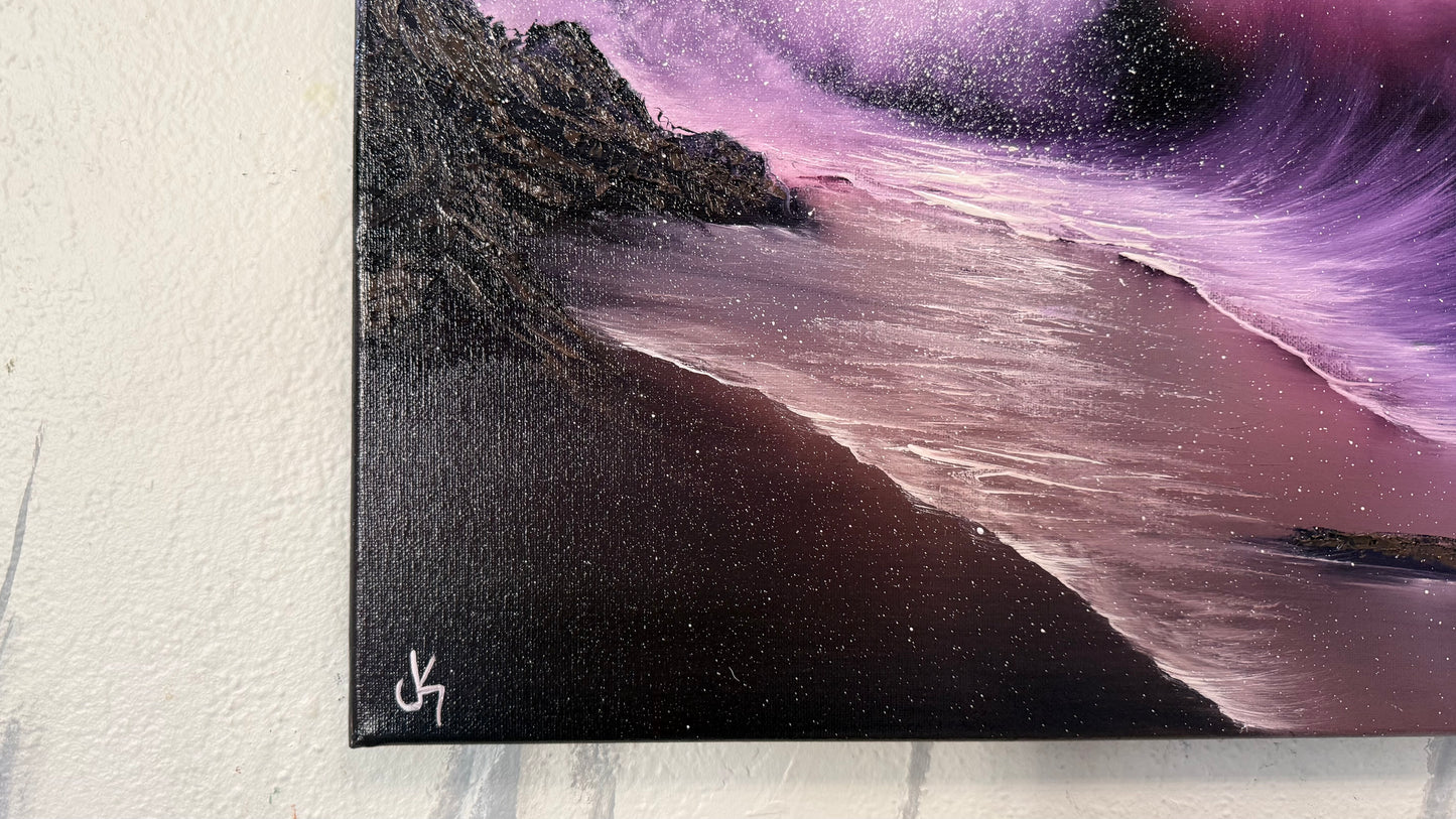 Painting #2154 - 16x20" Canvas - Purple Pinky Seascape painted 11-20-25