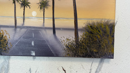 Painting #2246 - 16x20" Canvas - Palm Tree Drive painted 1-19-26