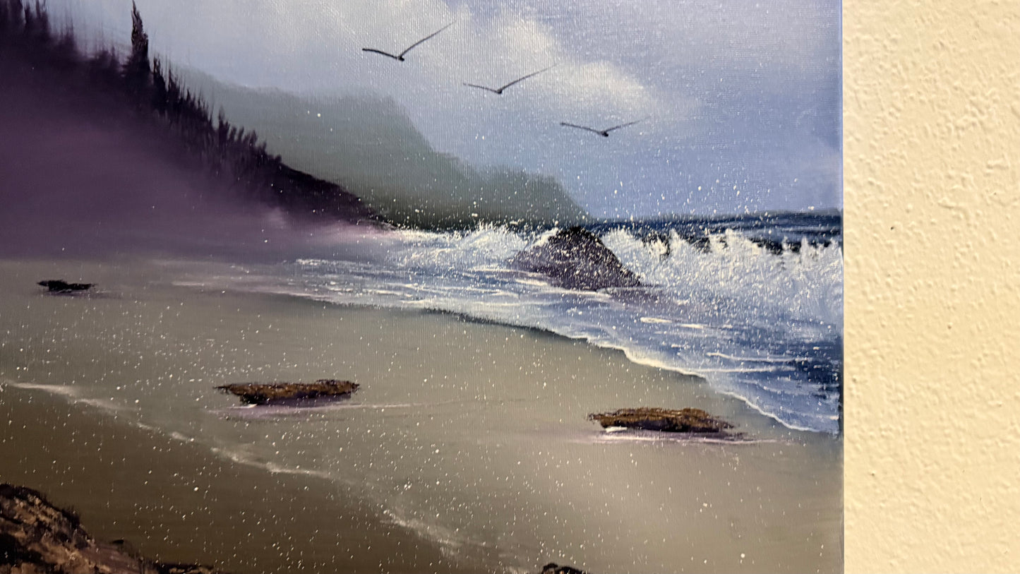 Painting #2197 - 16x20" Canvas - Oregon Coast Seascape painted 12-21-25