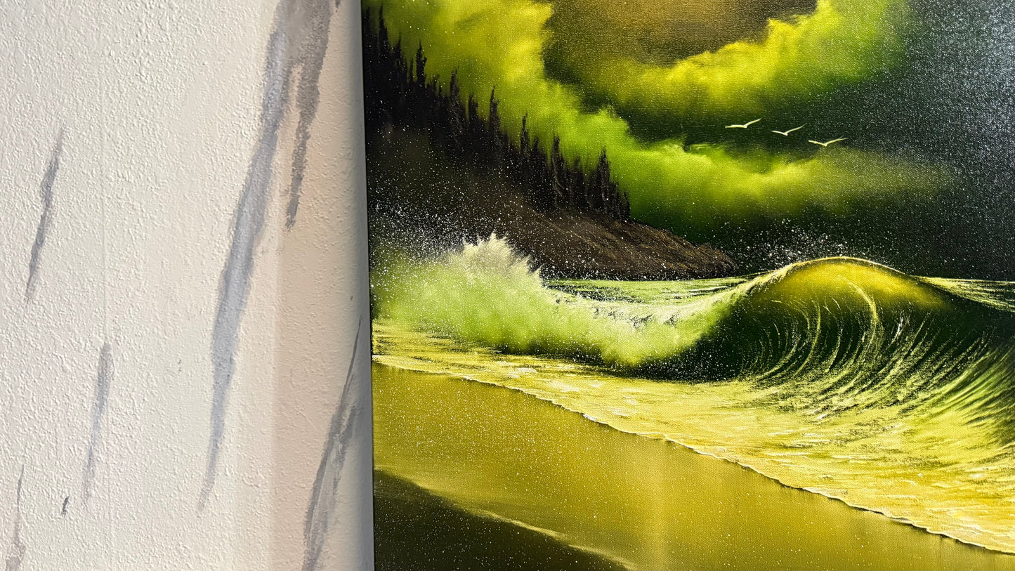 Painting #2352 - 24x36" Pro Series Canvas - Crashing Wave Seascape painted 3-23-26