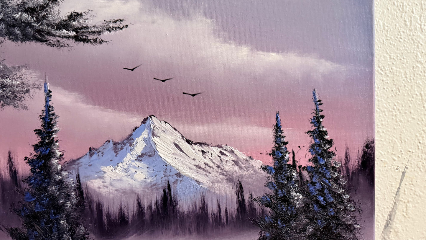 Painting #2453 - 16x20" Canvas - Sunrise Winter Landscape painted 5-22-26