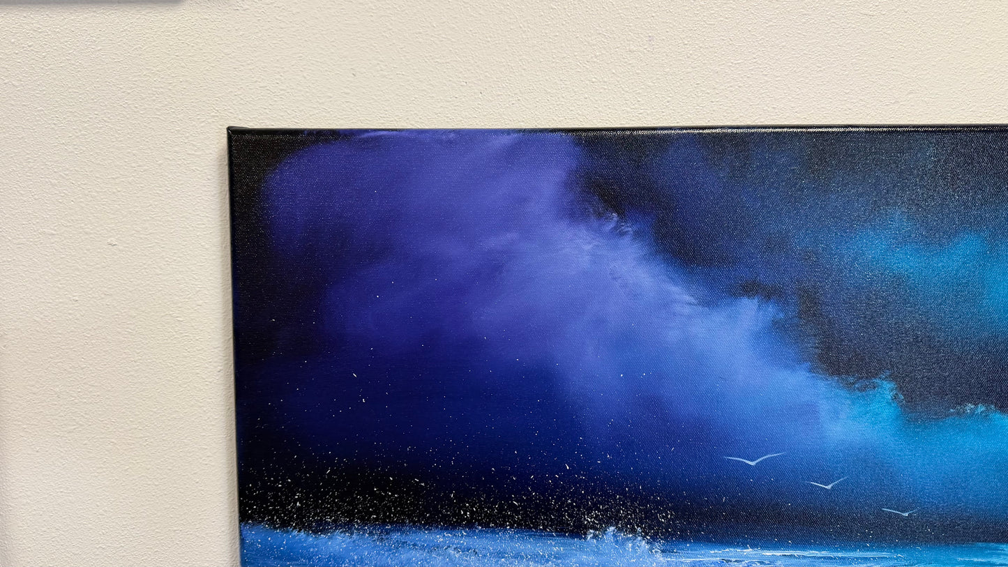 Painting #2541 - 22x28" Canvas - Night Seascape painted 8-6-26