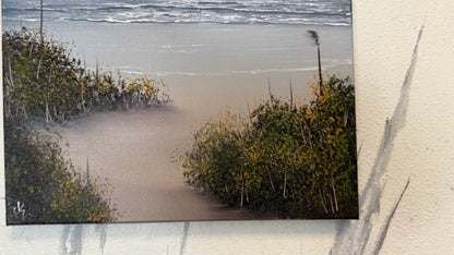 Painting #2273 - 16x20" Canvas - Cattails Seascape painted 2-6-26