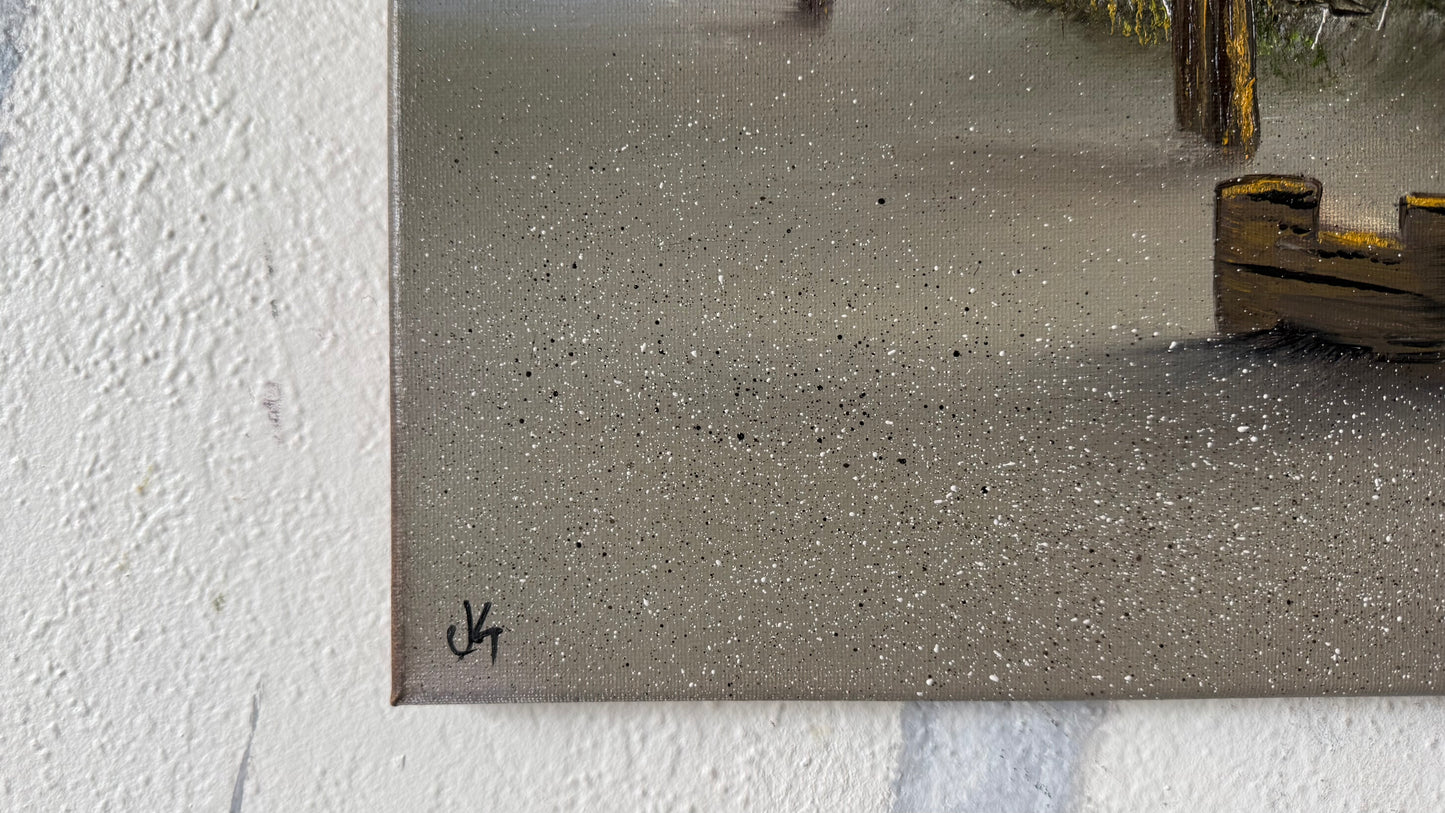 Painting #2428 - 16x20" Canvas - Row Boat Seascape painted 5-5-26