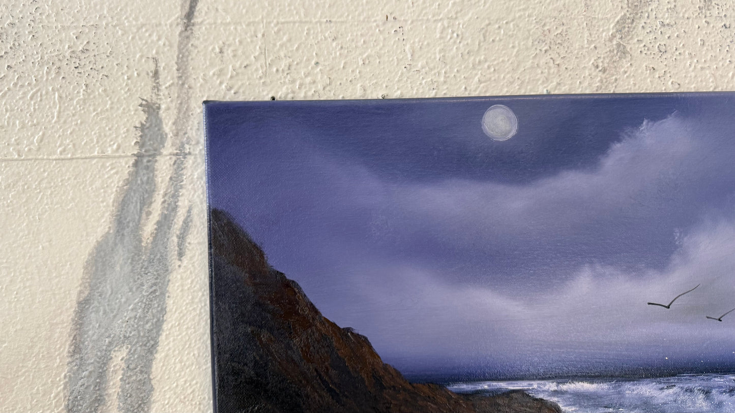 Painting #2208 - 16x20" Canvas - Night Seascape painted 12-29-25