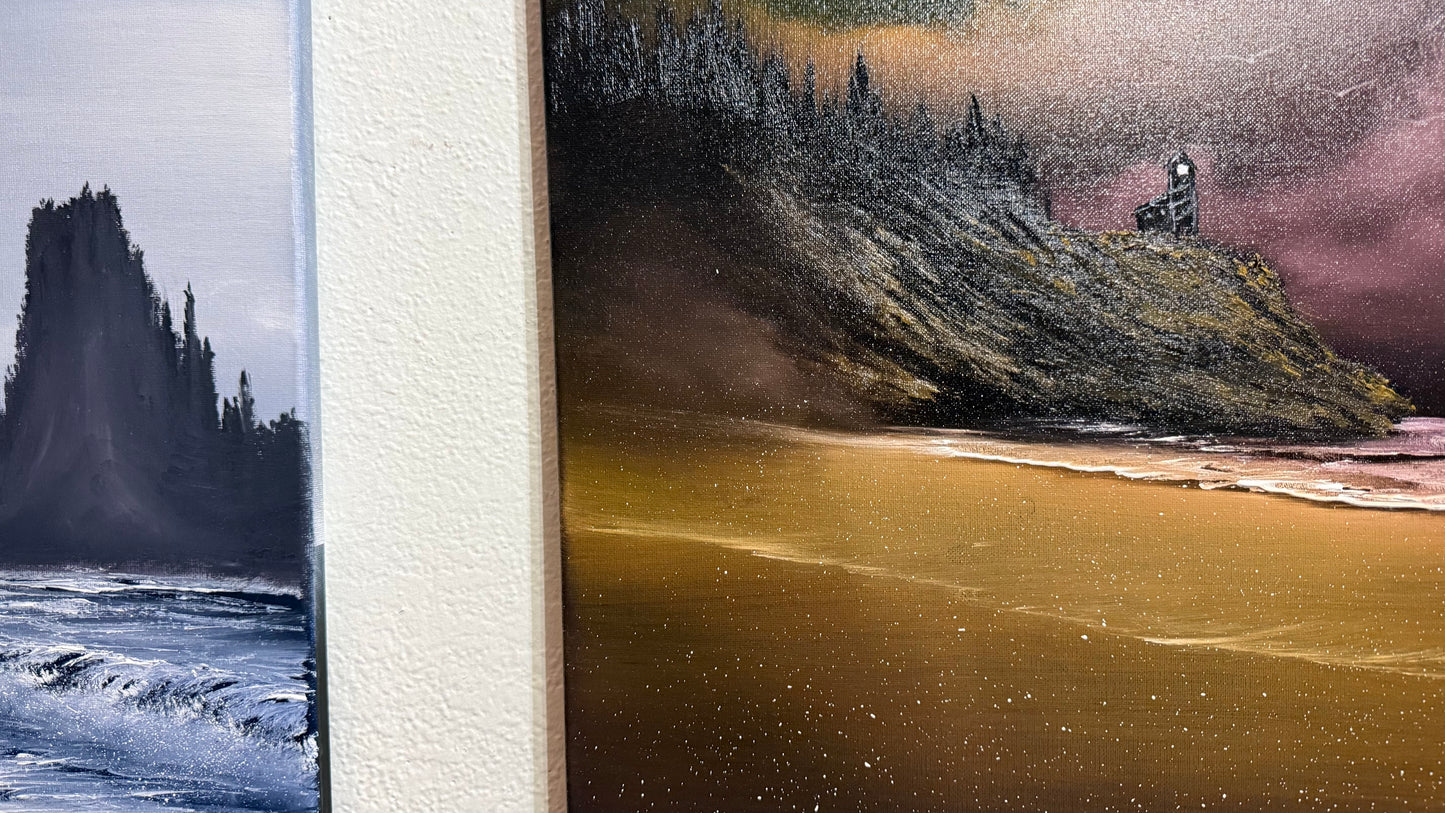 Painting #2413 - 16x20" Canvas - Golden Oregon Coast painted 4-26-26