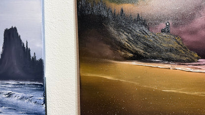 Painting #2413 - 16x20" Canvas - Golden Oregon Coast painted 4-26-26