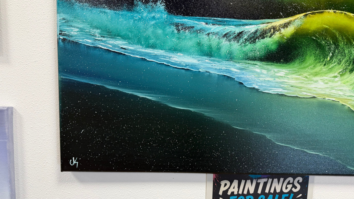 Painting #2550 - 24x30" Canvas - Crashing Waves Seascape painted 8-14-26
