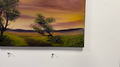 Painting #2642 - 20x24" Canvas - Sunset Landscape painted 10-9-26