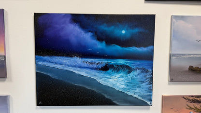 Painting #2541 - 22x28" Canvas - Night Seascape painted 8-6-26