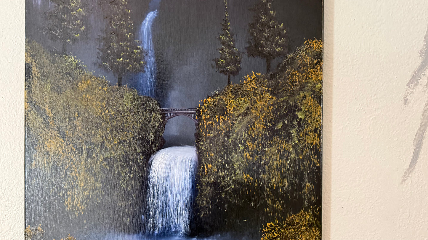 Painting #2332 - 16x20" Canvas - Multnomah Falls painted 3-13-26