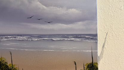 Painting #2319 - 20x24" Canvas - Cattails Seascape painted 3-6-26