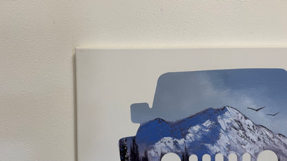 Painting #2544 - 16x20" Canvas - Jeep - Sunset Mountain Landscape painted 8-8-26