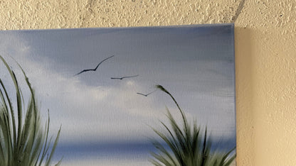 Painting #2202 - 16x20" Canvas - Dune Grass Seascape painted 12-27-25