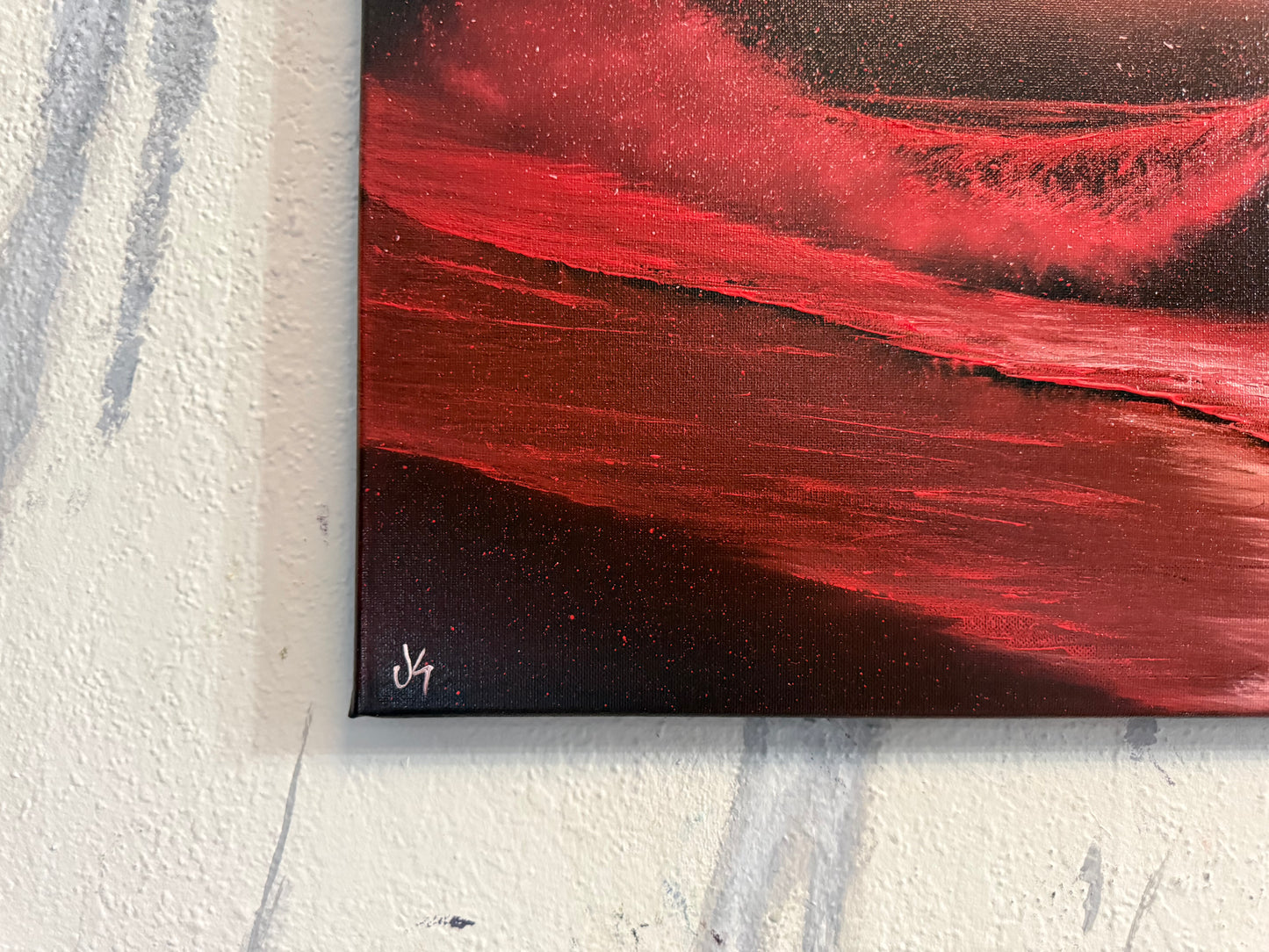 Painting #2392 - 16x20" Canvas - Blood Moon Seascape painted 4-16-26