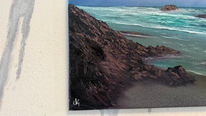 Painting #2225 - 16x20" Canvas - Angler's Coast Seascape painted 1-8-26