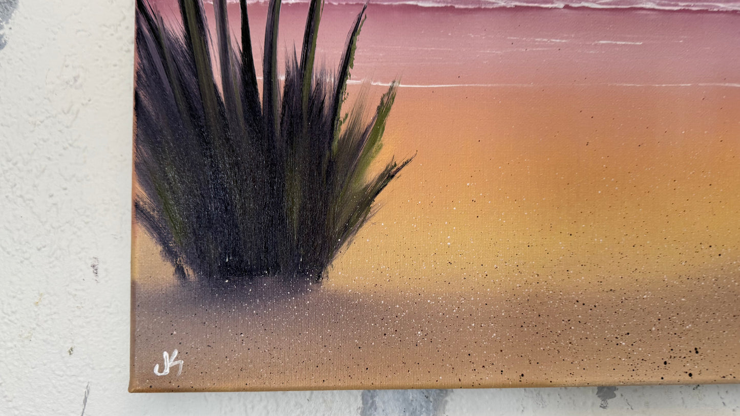 Painting #2360 - 16x20" Canvas - Sunset Seascape painted 3-28-26