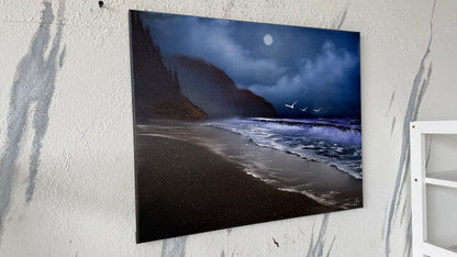 Painting #2094 - 16x20" Canvas - Night Oregon Coast Seascape painted 10-10-25