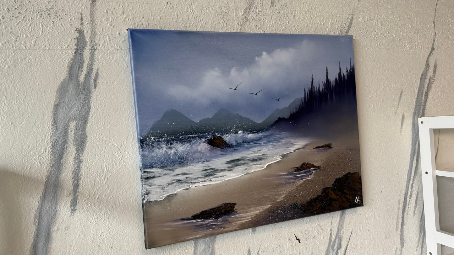 Painting #2150 - 16x20" Canvas - Oregon Coast Seascape Painted 11-17-25