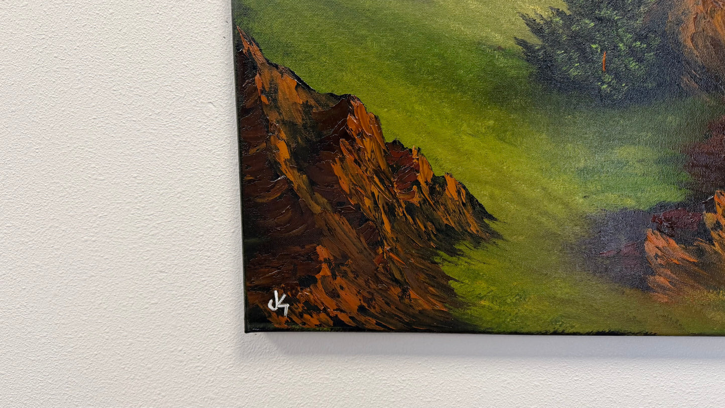 Painting #2556 - 18x24" Canvas - Sunset Mountain Landscape painted 8-19-26