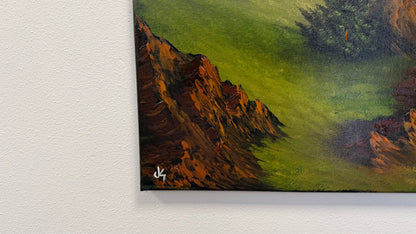 Painting #2556 - 18x24" Canvas - Sunset Mountain Landscape painted 8-19-26
