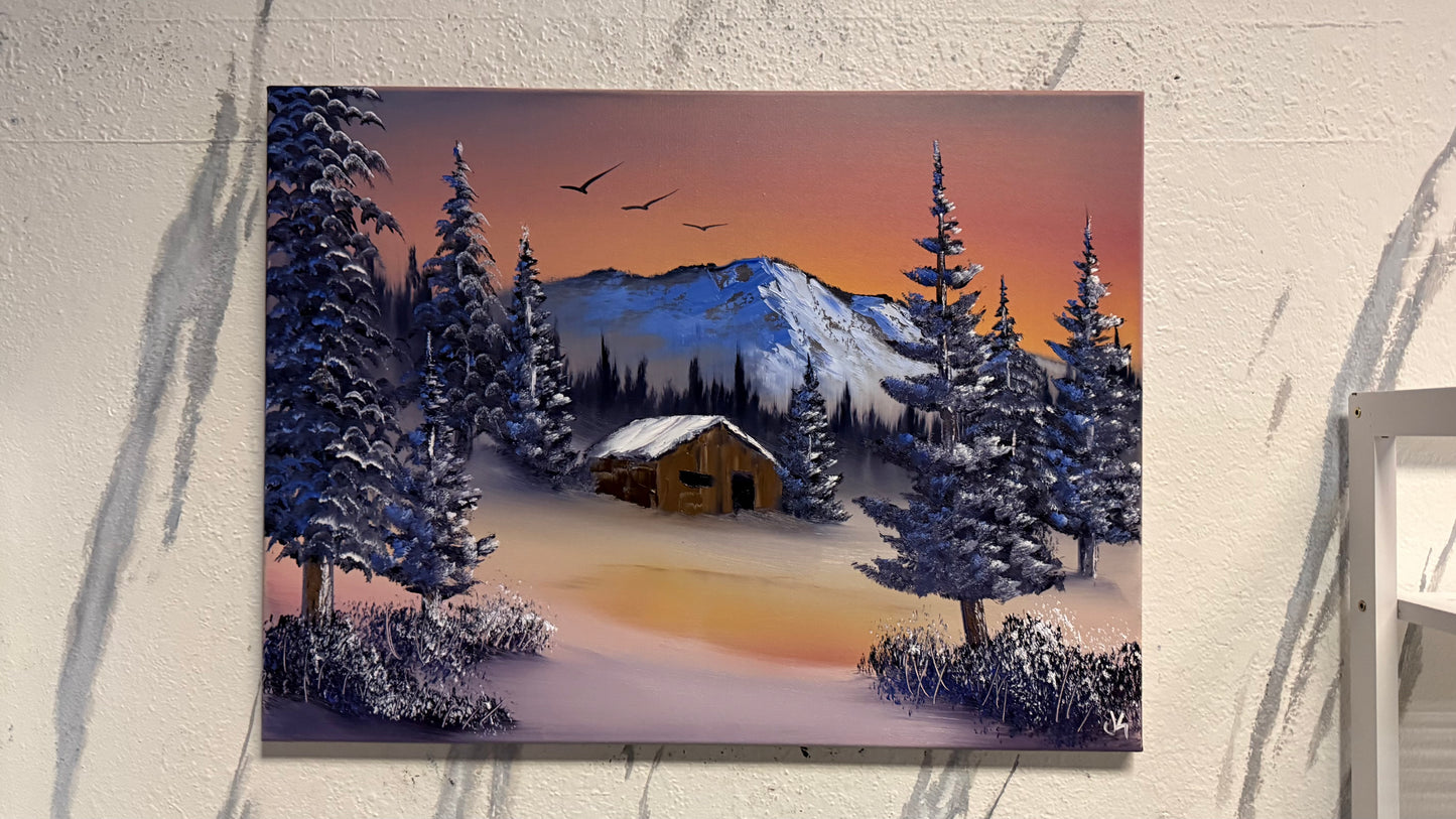 Painting #2134 - 18x24" Canvas - Mountain Landscape painted 11-6-25