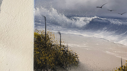 Painting #2152 - 16x20" Canvas - Cattails Seascape painted 11-18-25