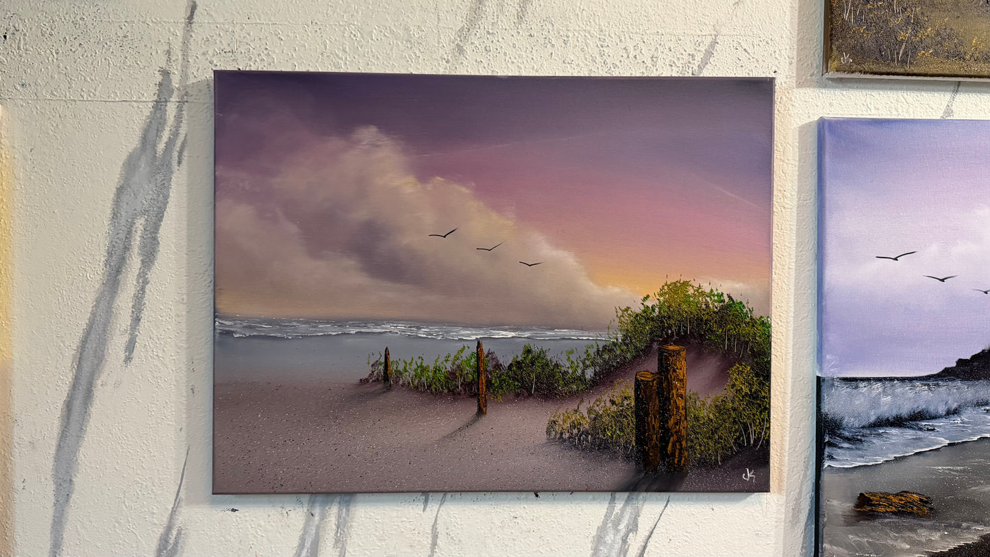 Painting #2482 - 18x24" Canvas - Sunset Seascape painted 6-11-26