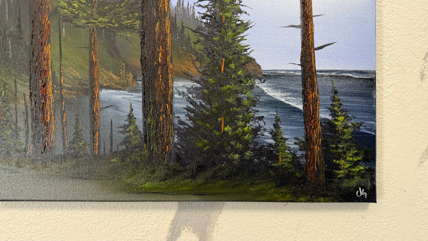 Painting #2402 - Tree's A Crowd - 16x20" Canvas - Pacific Northwest Seascape painted 4-20-26