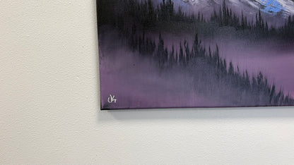 Painting #2559 - 16x20" Canvas - Northern Lights Mountain Landscape painted 8-21-26