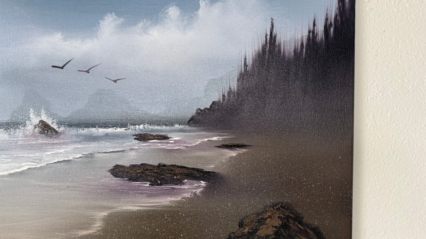 Painting #2097 - 16x20" Canvas - Oregon Waves Seascape painted 10-11-25