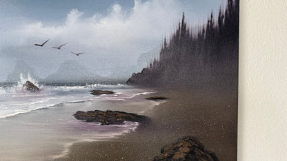 Painting #2097 - 16x20" Canvas - Oregon Waves Seascape painted 10-11-25