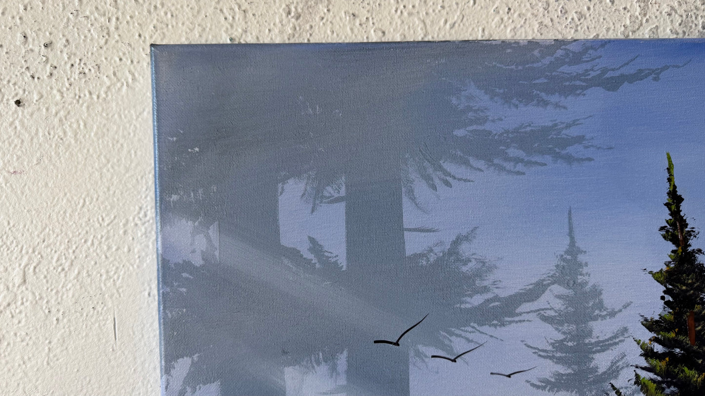 Painting #2491 - 16x20" Canvas - Forest Waterfall painted 6-21-26
